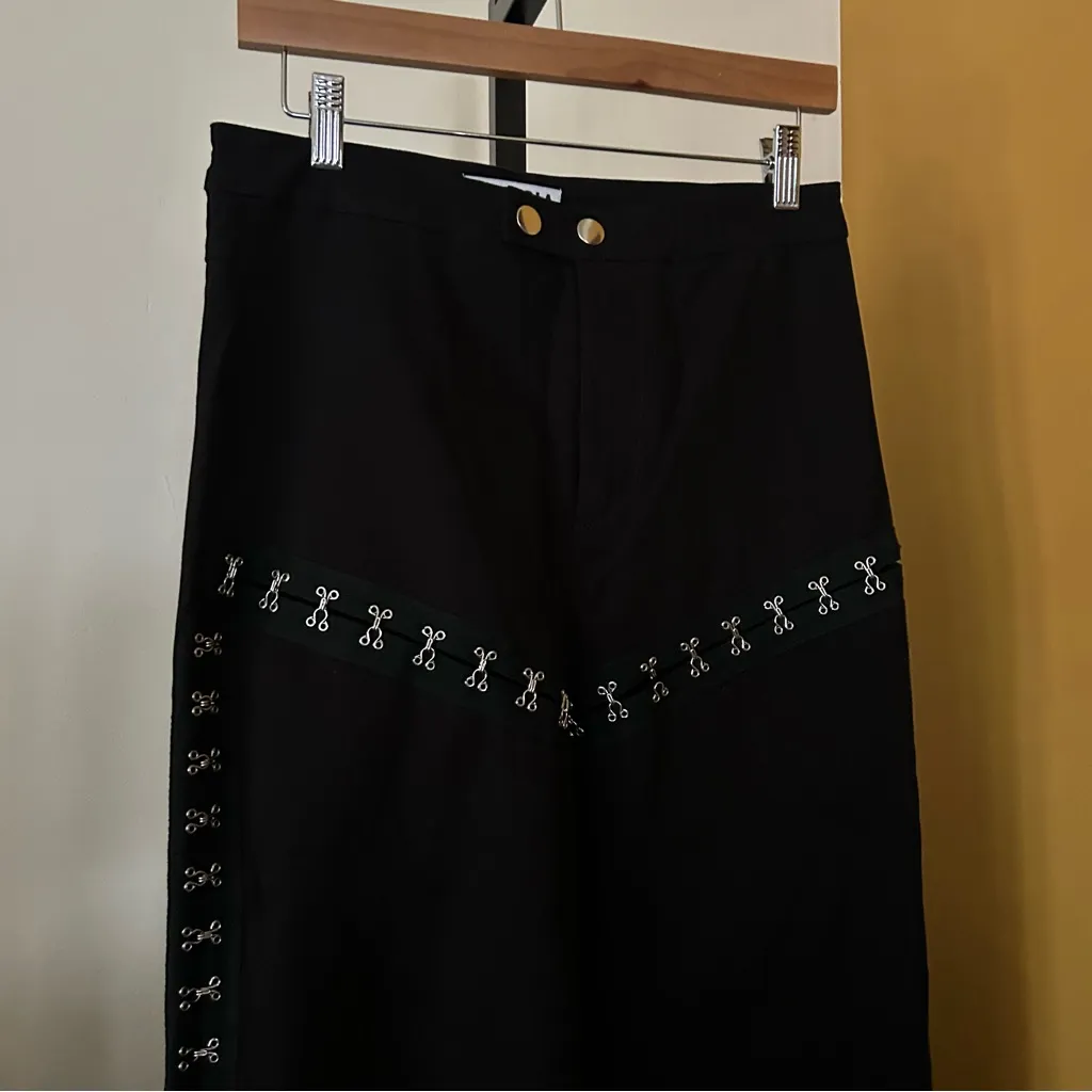 I.AM.GIA Pandora Pants Flare Jeans Grommets Grunge Goth Black $145 Size L (US 8) - Image 5