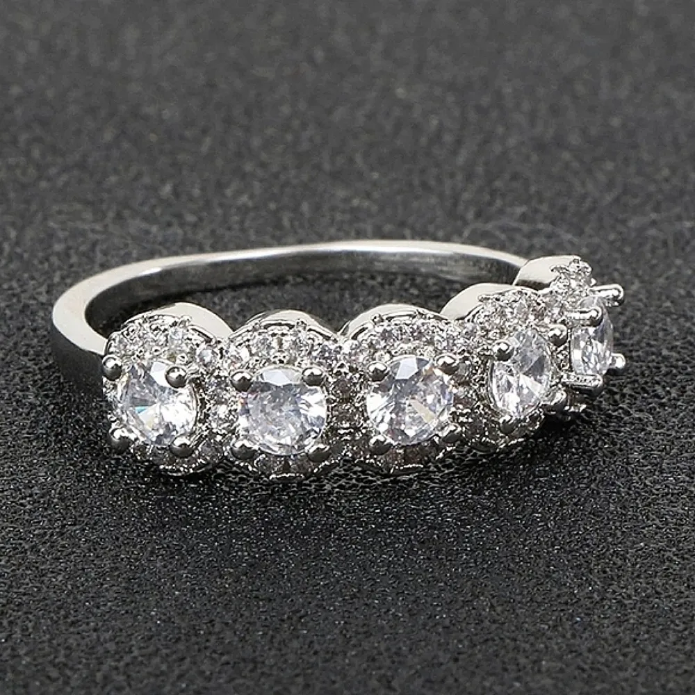 NEW Platinum Plated S925 Halo Diamond Eternity Engagement Band Ring Sizes 6 & 7‎ - Image 8