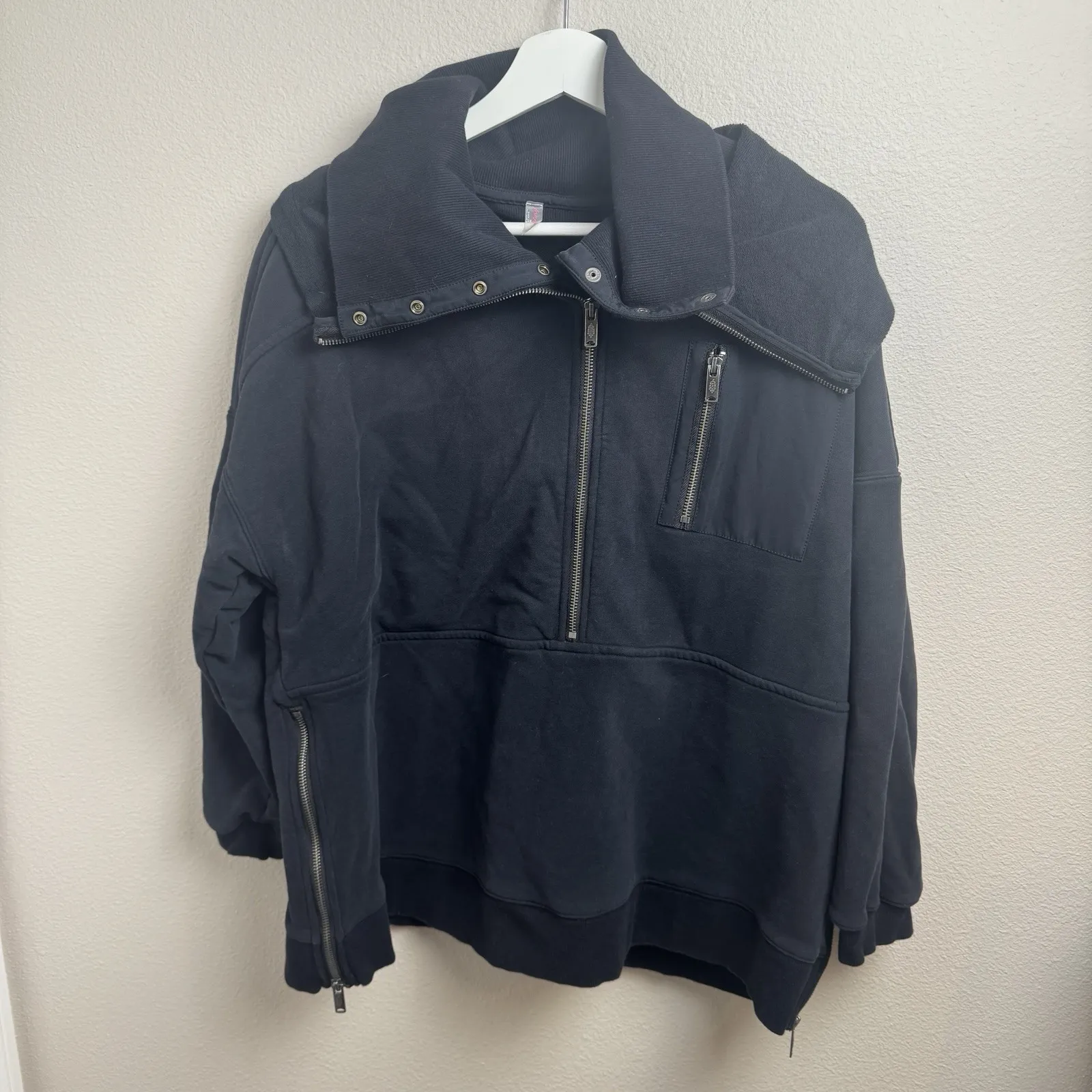 Free People Movement Venture Pullover Oversized Zip Sweatshirt Black Size XS - Image 3