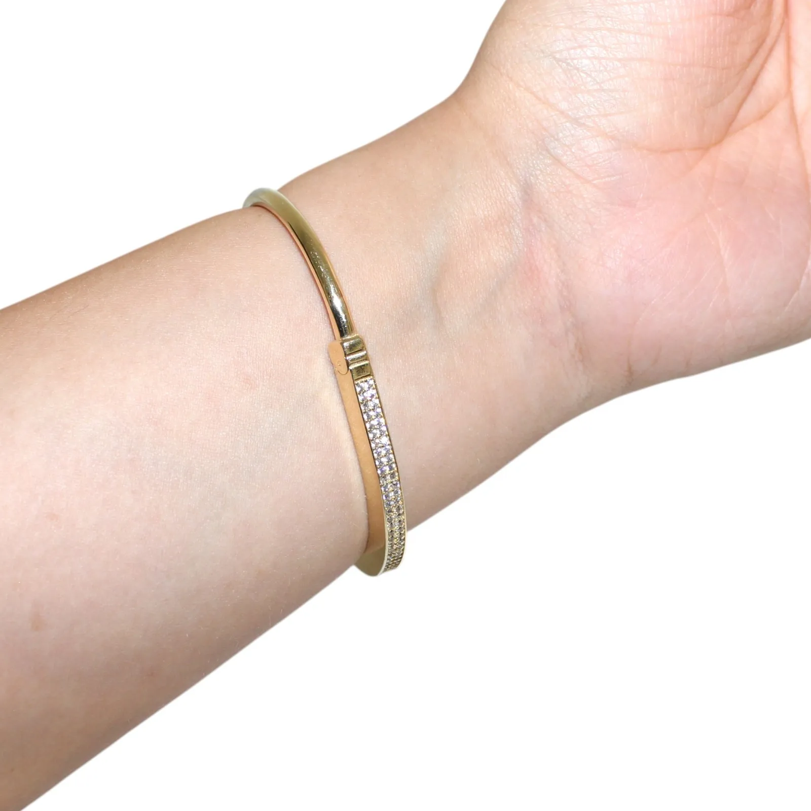 14k Solid Gold Lock Bangle Heavy Gold Bracelet 13.08 Grams - Image 3