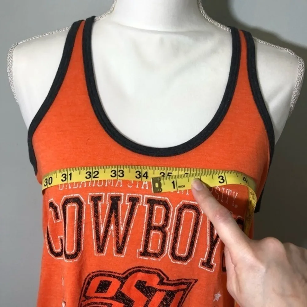 NWOT OSU Oklahoma State University Cowboys Orange Black Racerback Tank Top New - Image 5