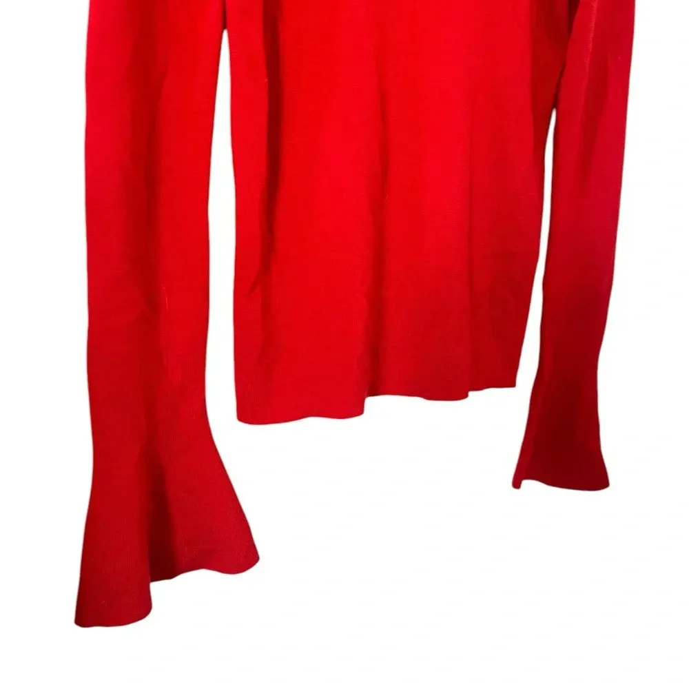 Tory Burch Kimberly Red Merino Wool Bell Sleeve Blouse - Image 6