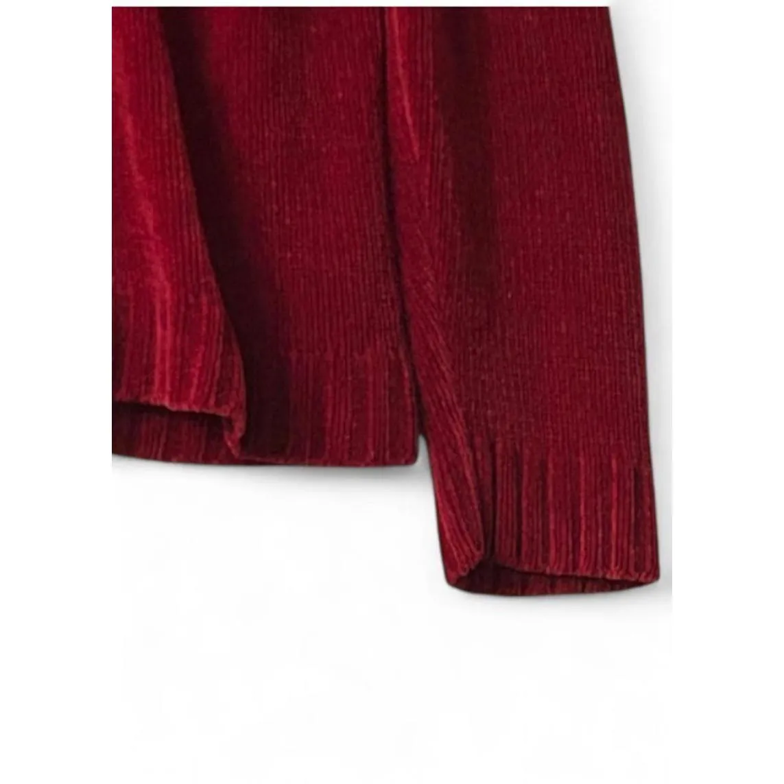 Deep Red Fringe Cowl Neck Sweater Women’s XL Soft Goth Witchy Cabin Core Autumn Red - Image 8