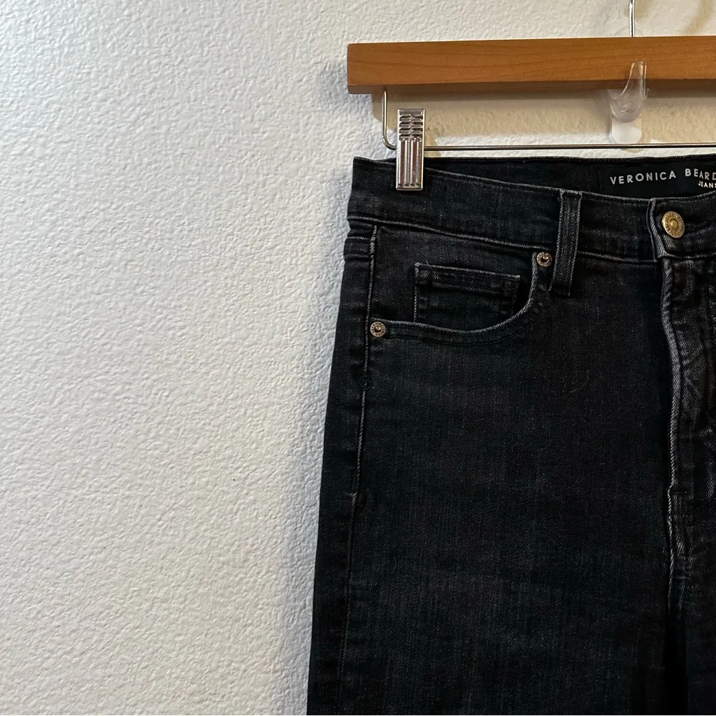 Veronica Beard Ryleigh Slim Straight High Rise Jeans Washed Onyx Size 28 - Image 5