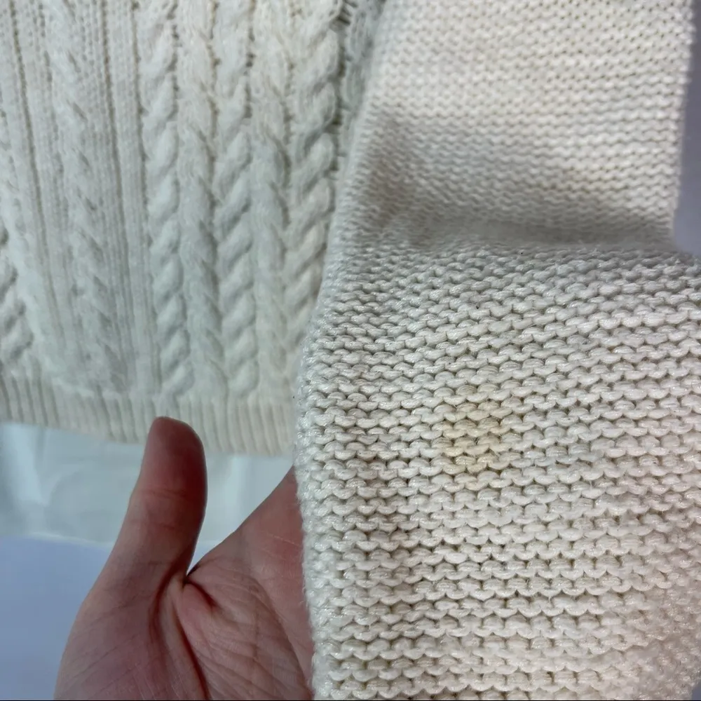 Anthropologie Moth Ella Ivory Layered Crew Neck Cable Knit Pullover Sweater XS - Image 6