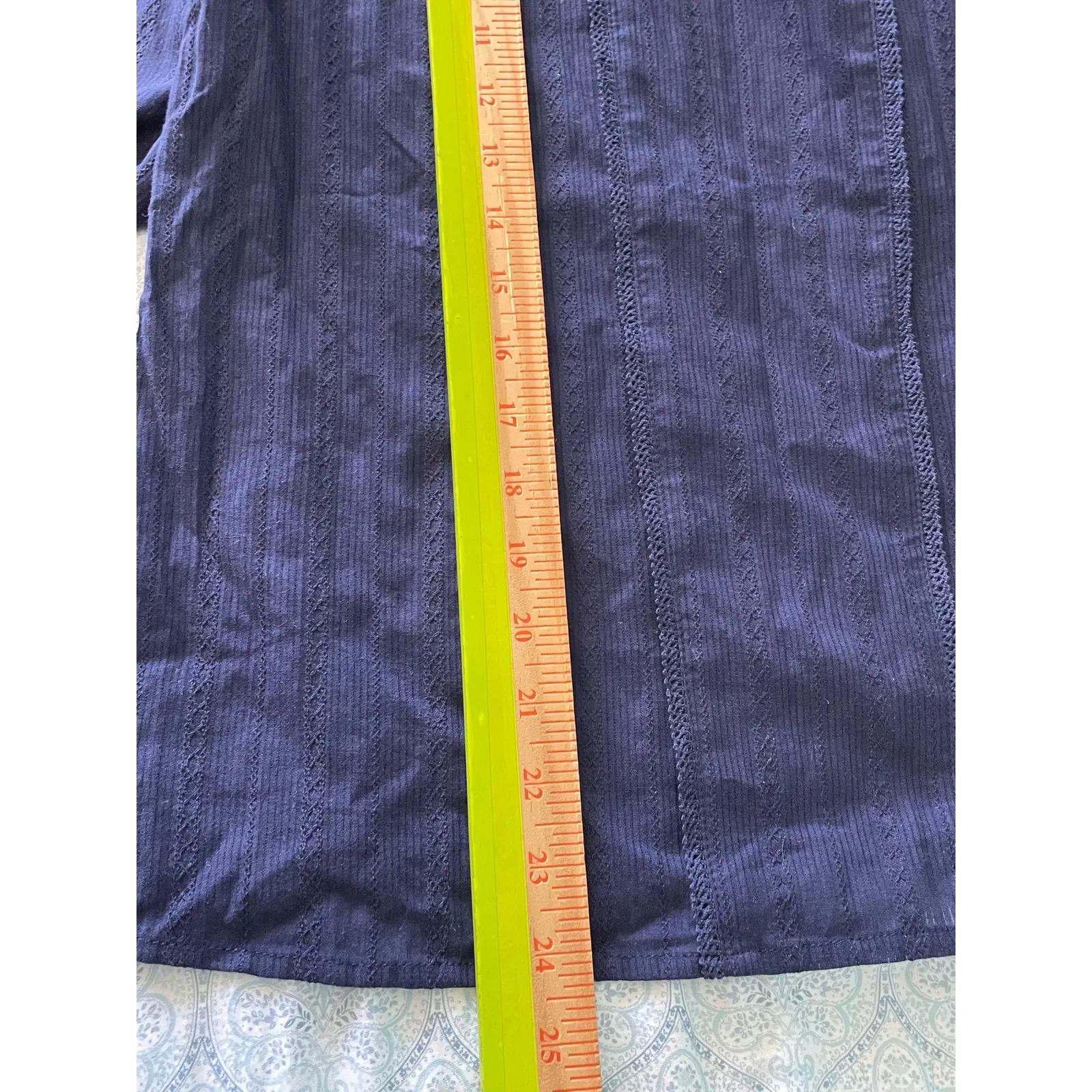 Modcloth Blue Mock Neck Long Sleeve Top Crochet Lace Detail Size Small - Image 11