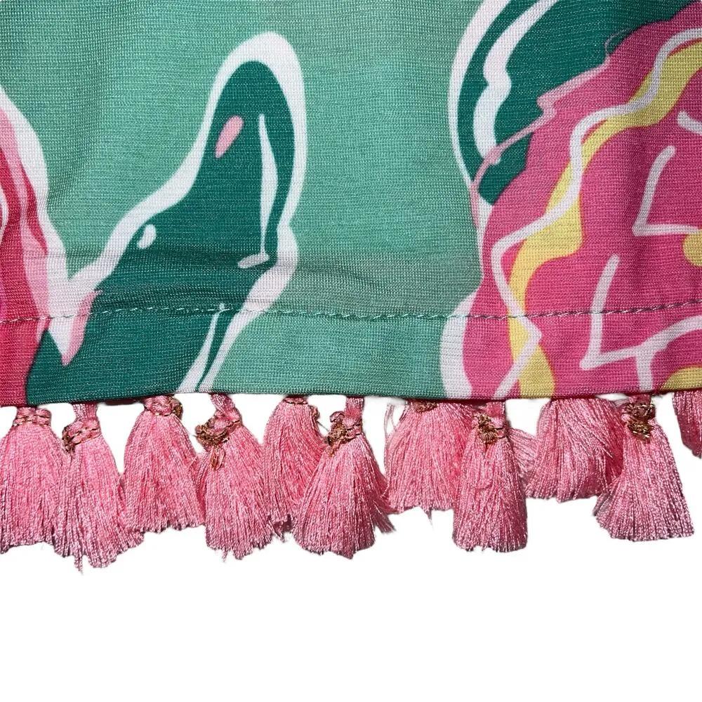 Simply Southern Tassel Beachy Topsail Dress Sea Turtles Pink Yellow Green Size M - Image 10
