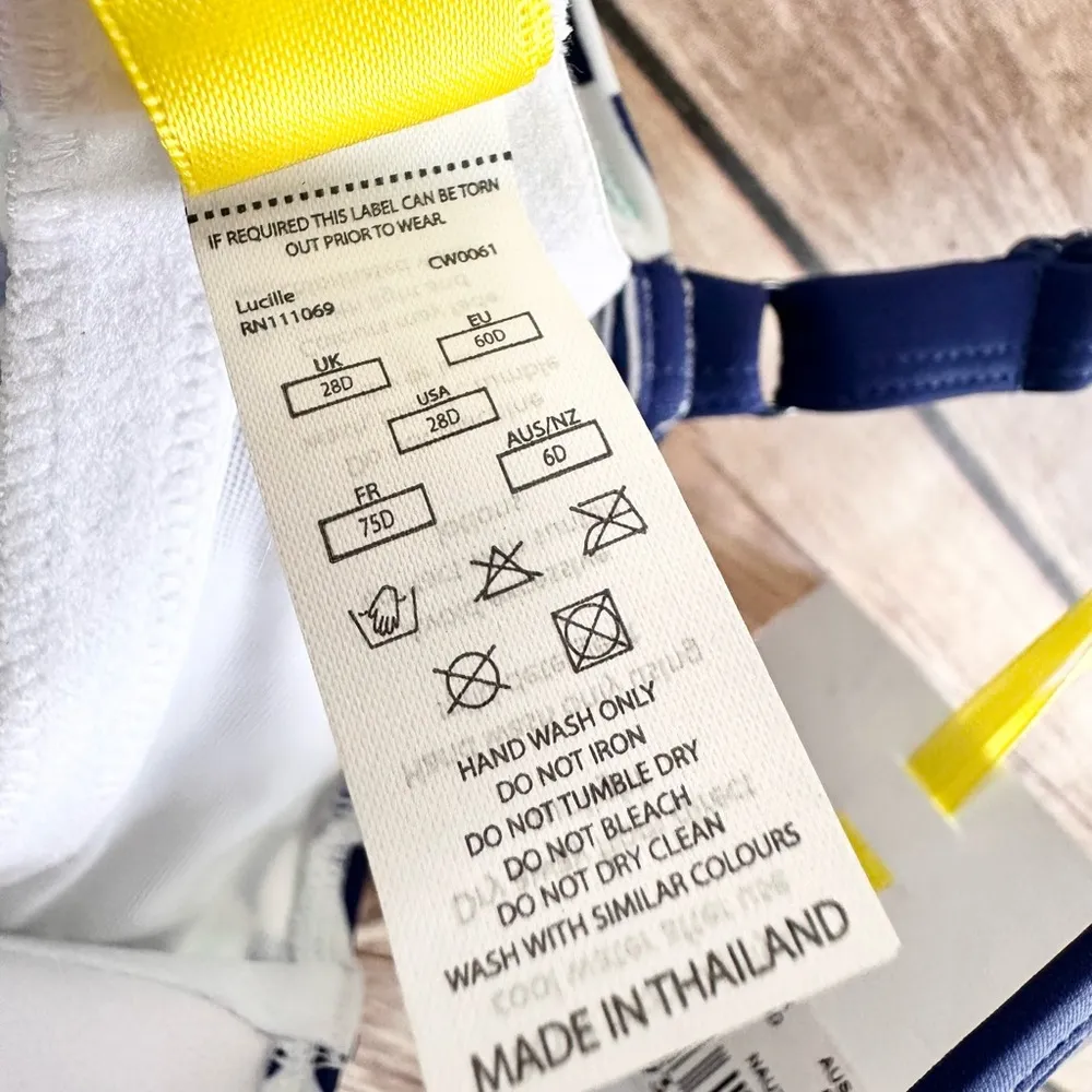 Cleo Swim By Panache Lucille Molded Plunge Nautical Tankini Top Size 28D NWT Blue - Image 4