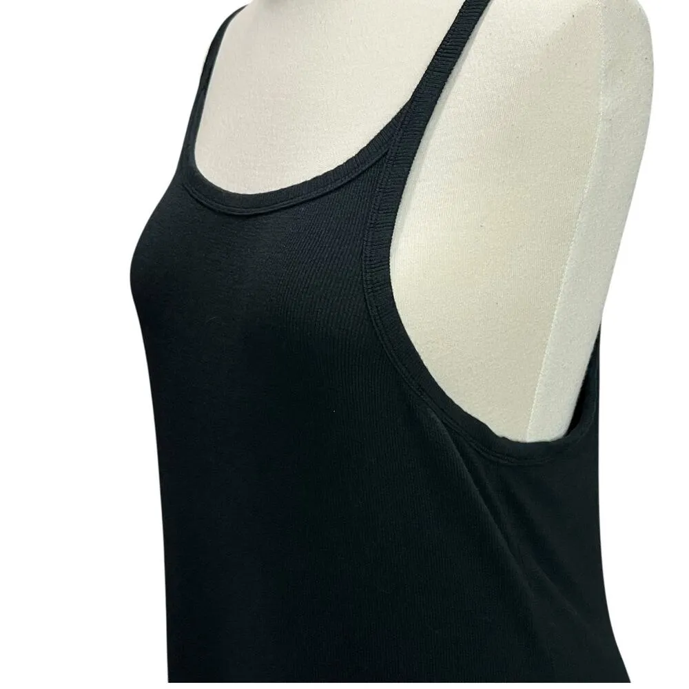 Aritzia Tna Mini Dress XL Black Micro Rib Knit Bodycon Soft Modal Blend Casual - Image 3