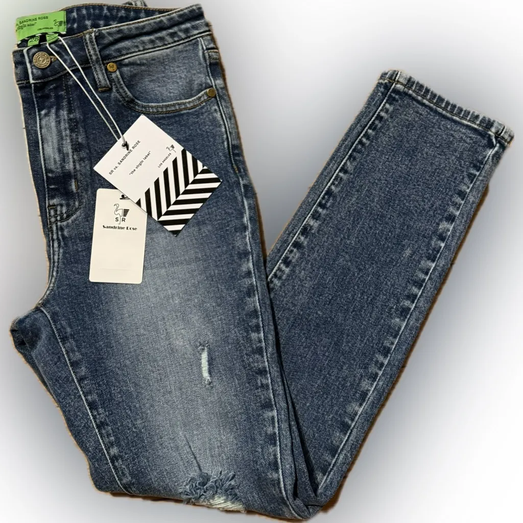 Sandrine Rose x Free People Snow Ripped Skinny Jeans Blue Size 28 - Image 5