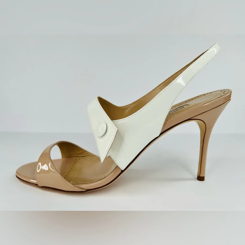 MANOLO BLAHNIK Climnetra Patent Leather Slingback Heel Sandals Size EU 42 - Image 11