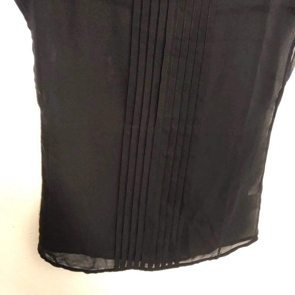 14th & Union Cap Sleeve Blouse Black Sheer - Image 4