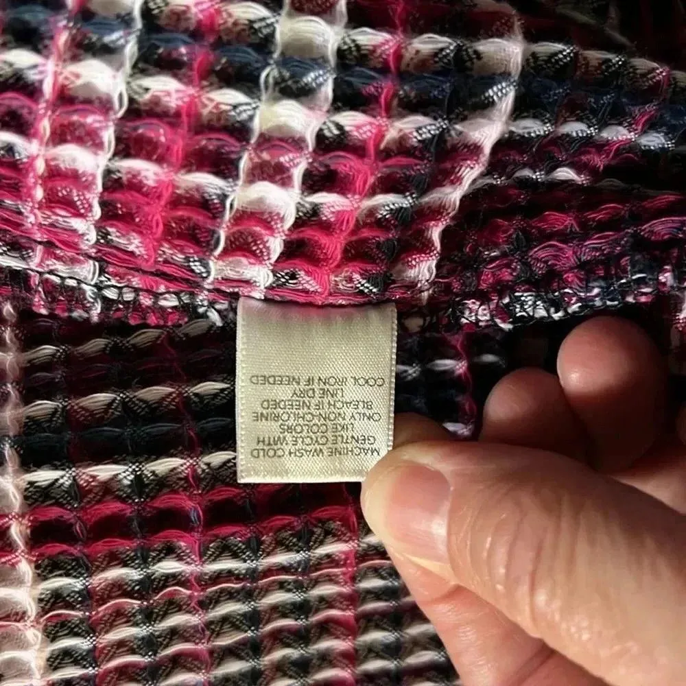 Christopher & Banks Women’s Pink Plaid Waffle Knit Jacket G3 - Image 6