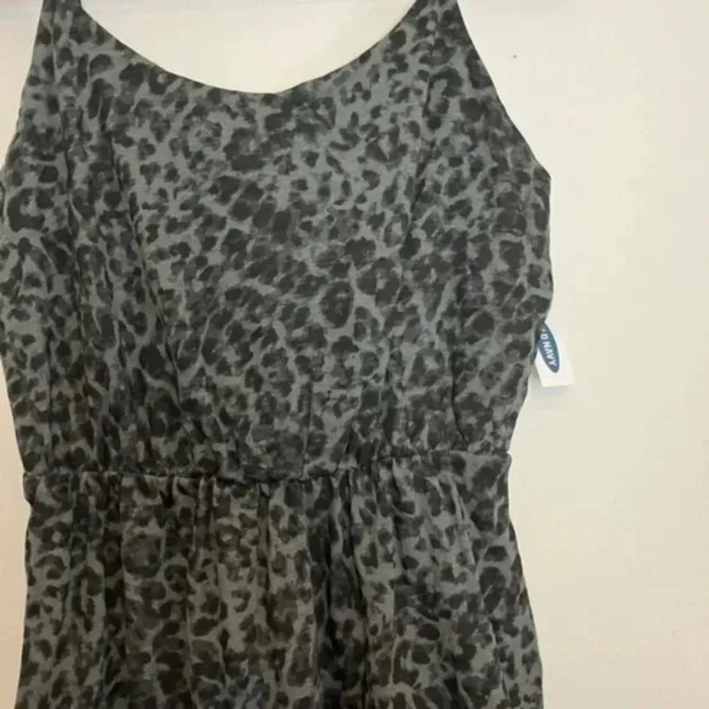 Old Navy NWT Gray Waist Defined Leopard Print Slub Knit Cami Midi Dress - Image 8