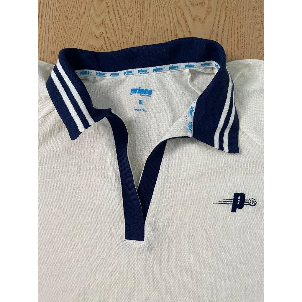 B95 New Women’s Prince Pickleball Golf Tennis Vneck short Sleeve Polo Shirt XL White - Image 2