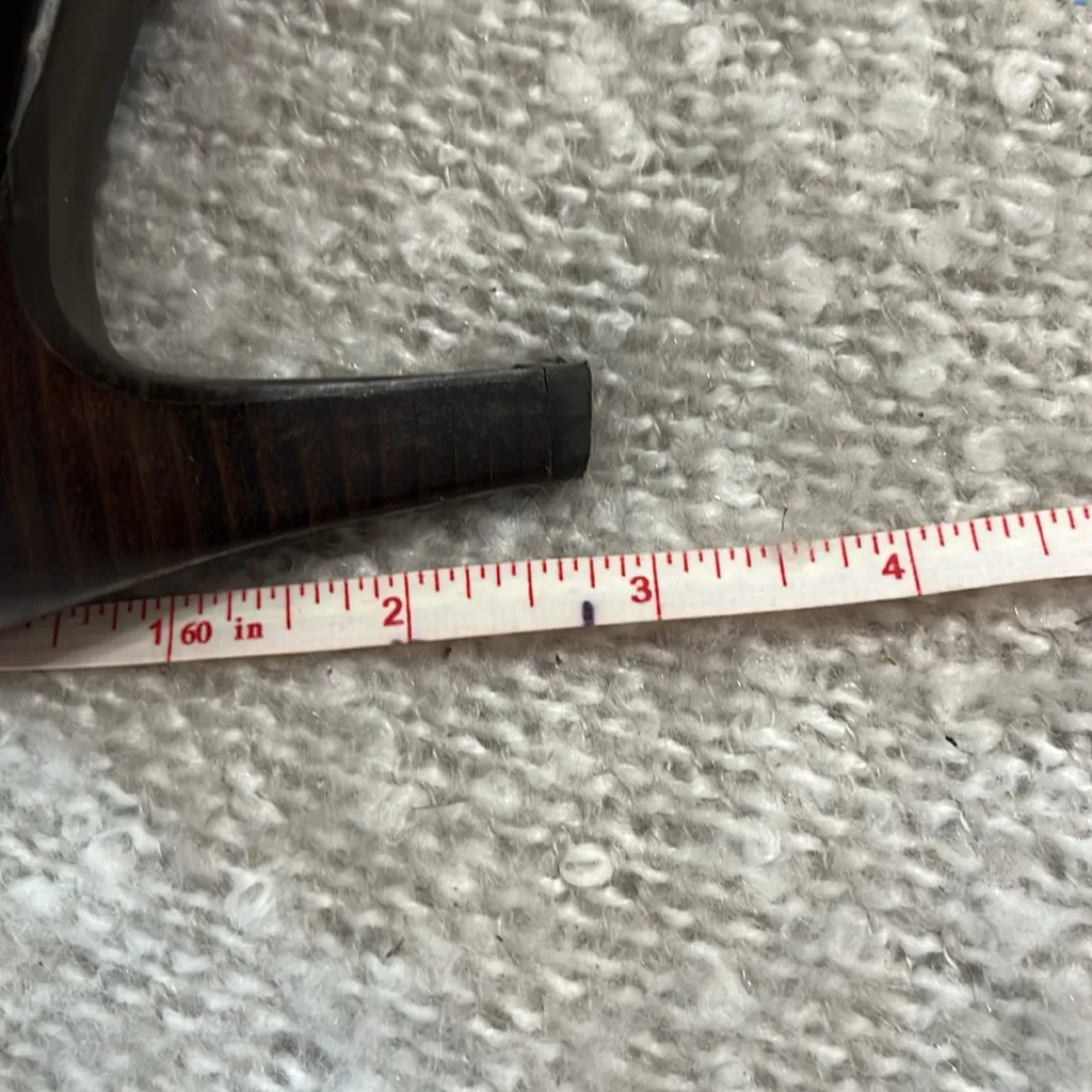 Etienne Aigner Brown Patent Leather‎ Fabric Logo Sling Back Vanessa Heels 7.5 - Image 12