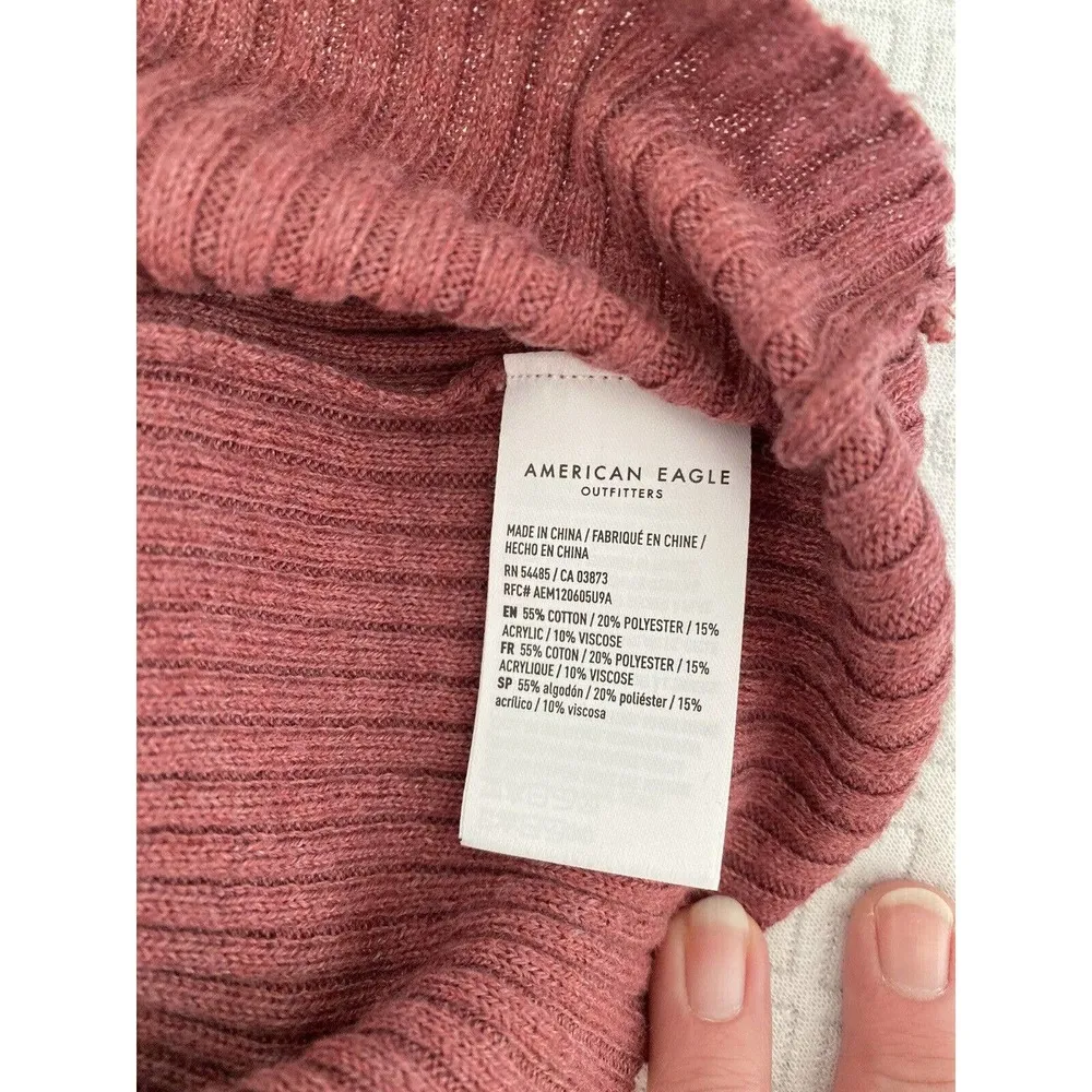 American Eagle Outfitters Ribbed Knit Maroon Long Sleeve Sweater Dress Medium - Image 6