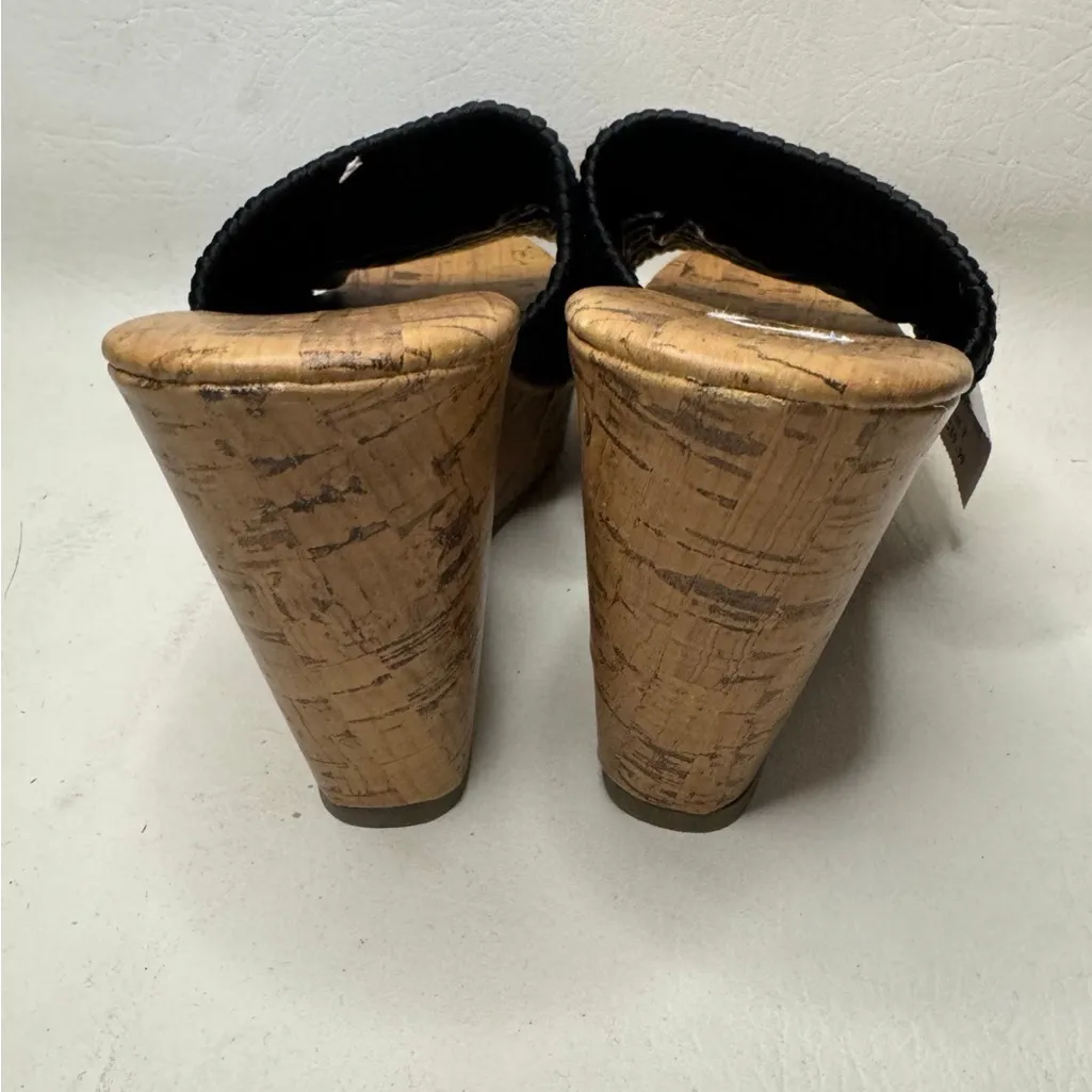 Montego Bay comfortable fit Slip on Black Woven Slide wedge Sandals NWT 7 - Image 2