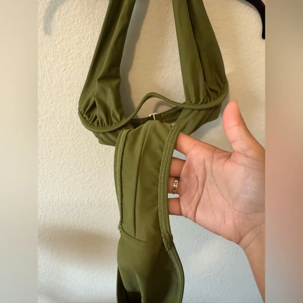ANDREA IYAMAH NAYO ONE PIECE SWIMSUIT Olive Green Size XS RESORT VACATION - Image 5