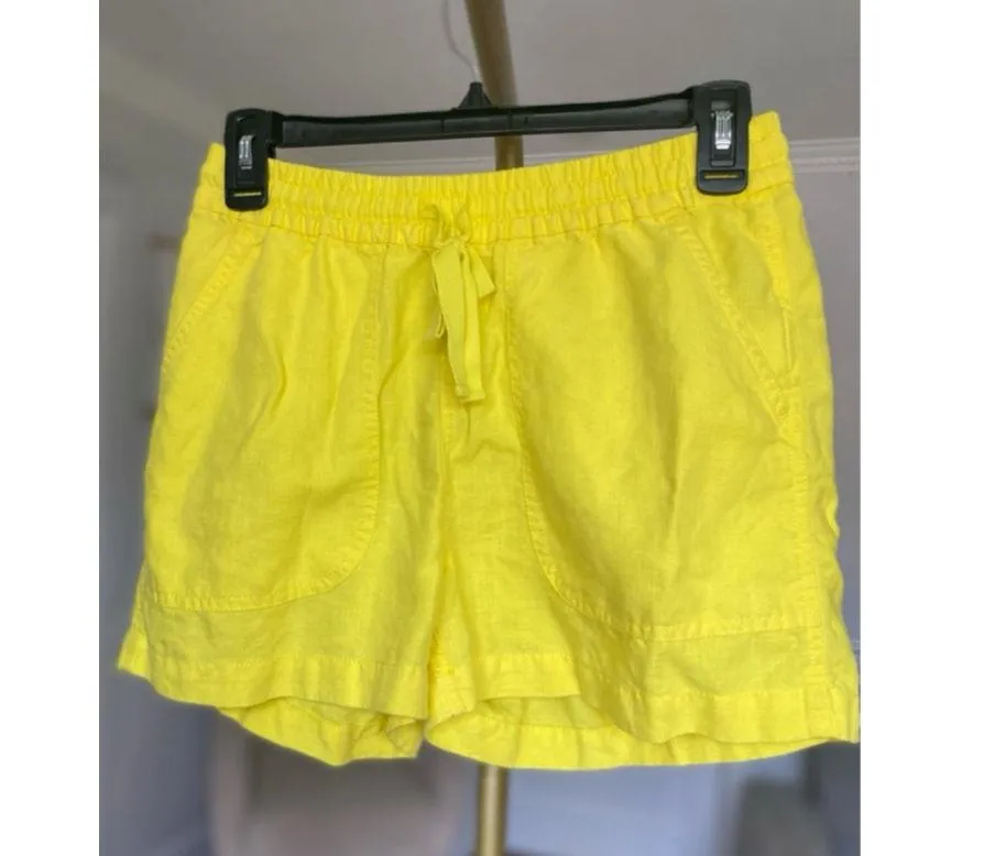 J.Crew Bright Yellow Linen Shorts XXS Summer Preppy Minimal Resortwear Coastal - Image 2