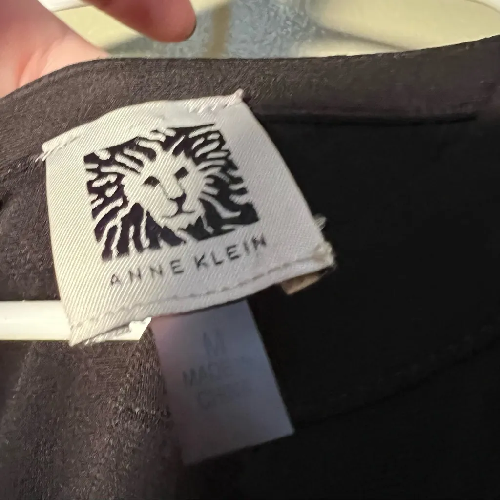 Anne Klein Popover Split Neck Blouse Black M - Image 10