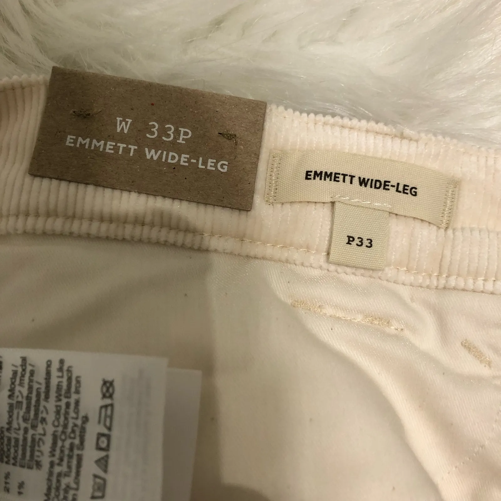 Madewell Women's Cropped‎ Pants Size 33 Petite Cream Ribbed Emmett Wide Leg NWT - Image 9