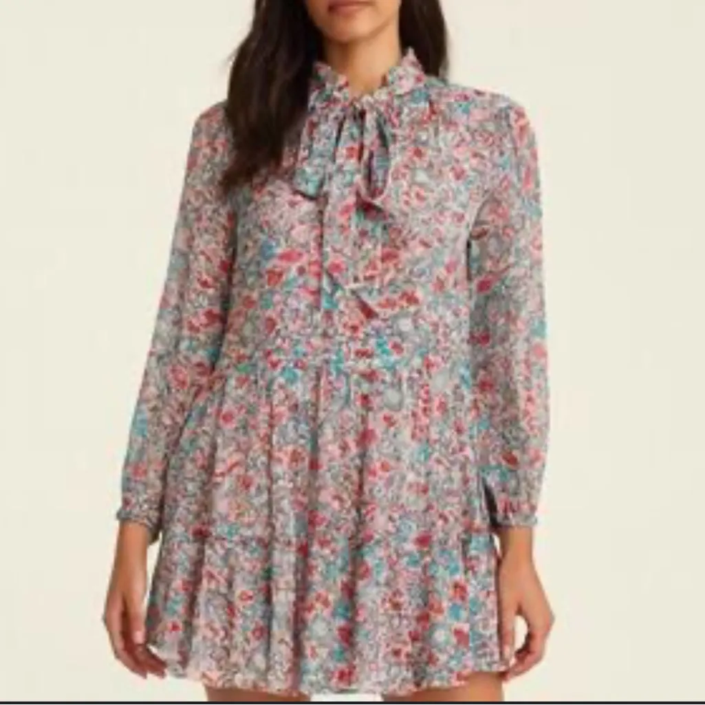 Shoshanna Avila Floral 100% Ruffle Silk Cocktail Mini Dress Size 10 - Image 6