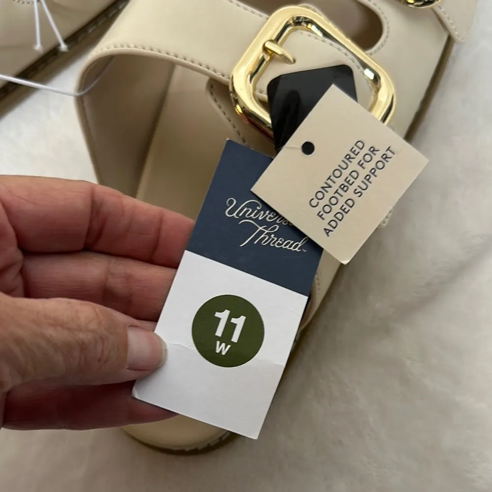 Universal Thread Cream Gold Buckle Sandals - Image 2