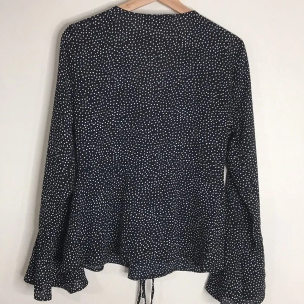 LuLus Love Is Enough Black and White Polka Dot Wrap Top size medium - Image 14