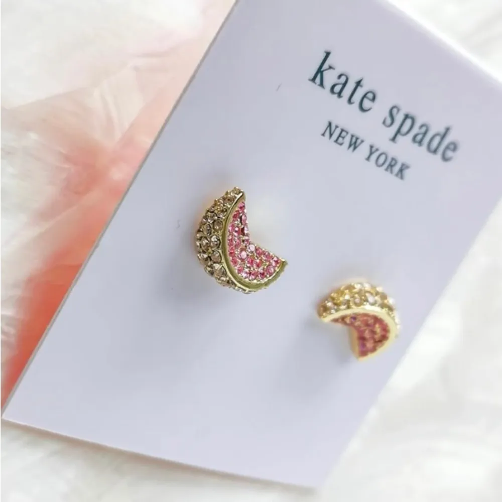 Kate Spade fruit salad pavé grapefruit gold pink stud earrings on-trend Jewelry - Image 2
