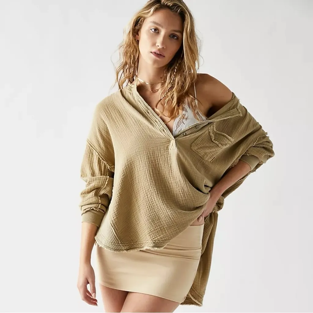 Free People Bohemian LagenLook Gauze Palo Santo Pullover Tunic Top Size Large - Image 3