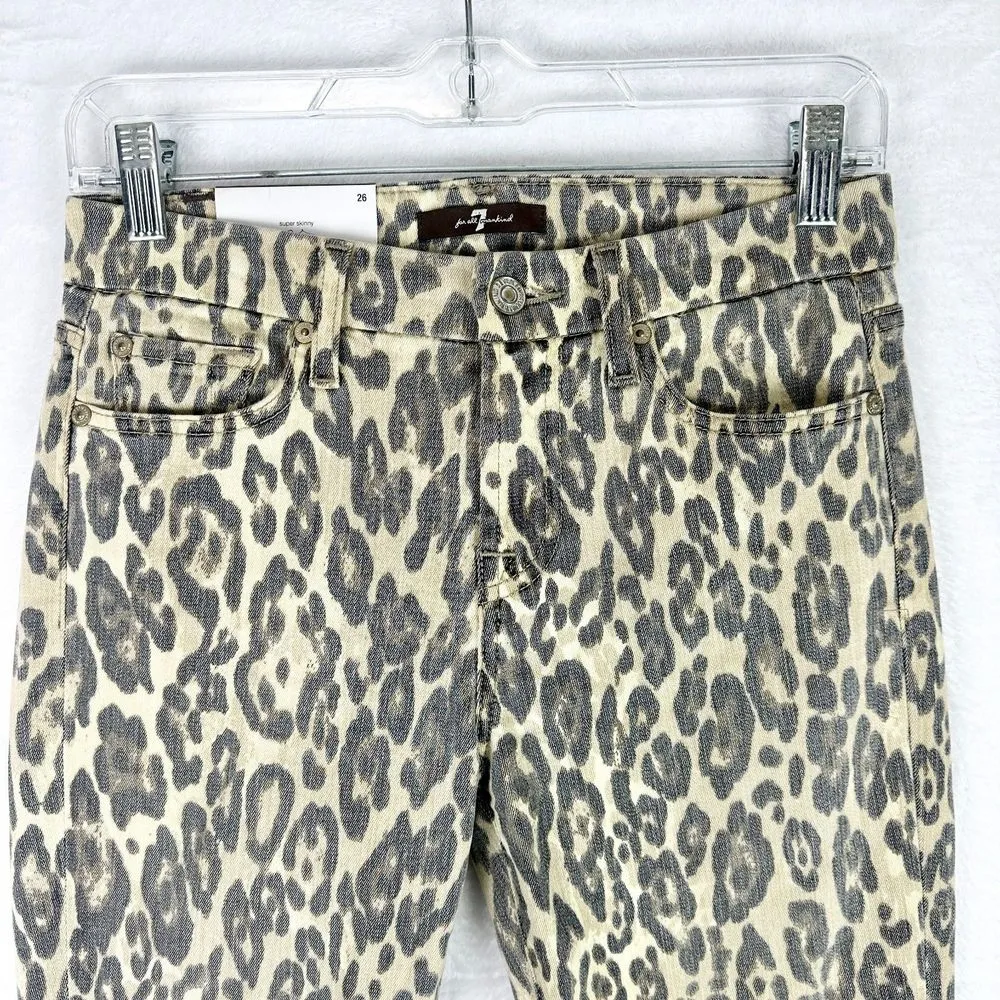 7 For All Mankind Skinny Ankle Jeans in Cheetah Print Size 26 NWT Stretch - Image 3