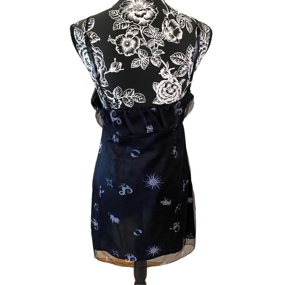 Zaful Y2K Zodiac Astrology Mesh Mini Dress Formal Workwear Cocktail Career - Image 3