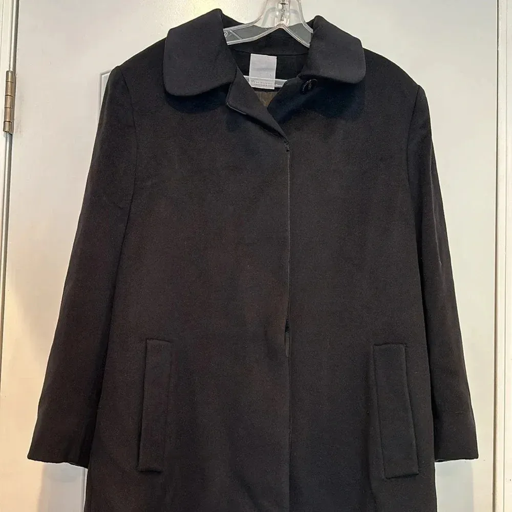 Fleurette Loro Piana 100% Cashmere Long Black Coat Sz 14 - Image 4