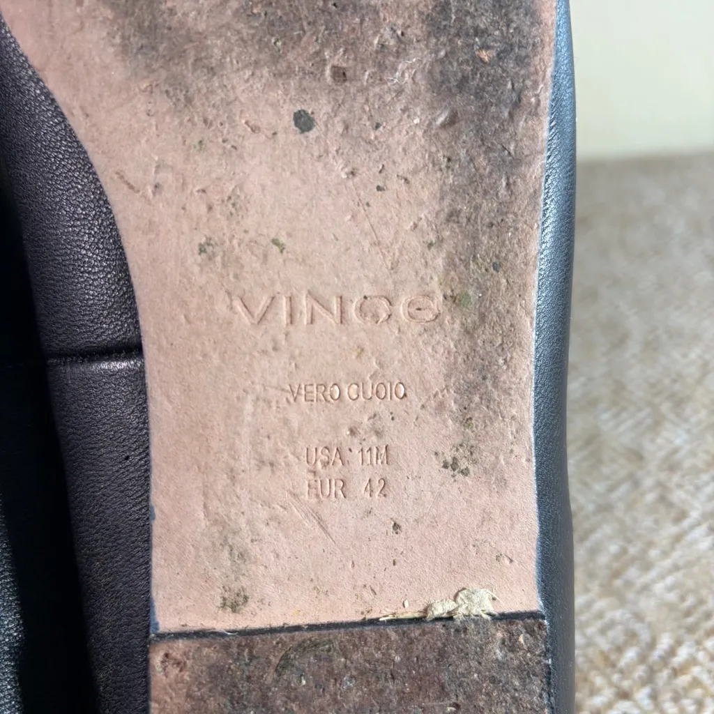 Vince Women’s Leah Black Leather Square Toe Sz 11M Euro 42 Career Minimalist EUC - Image 6