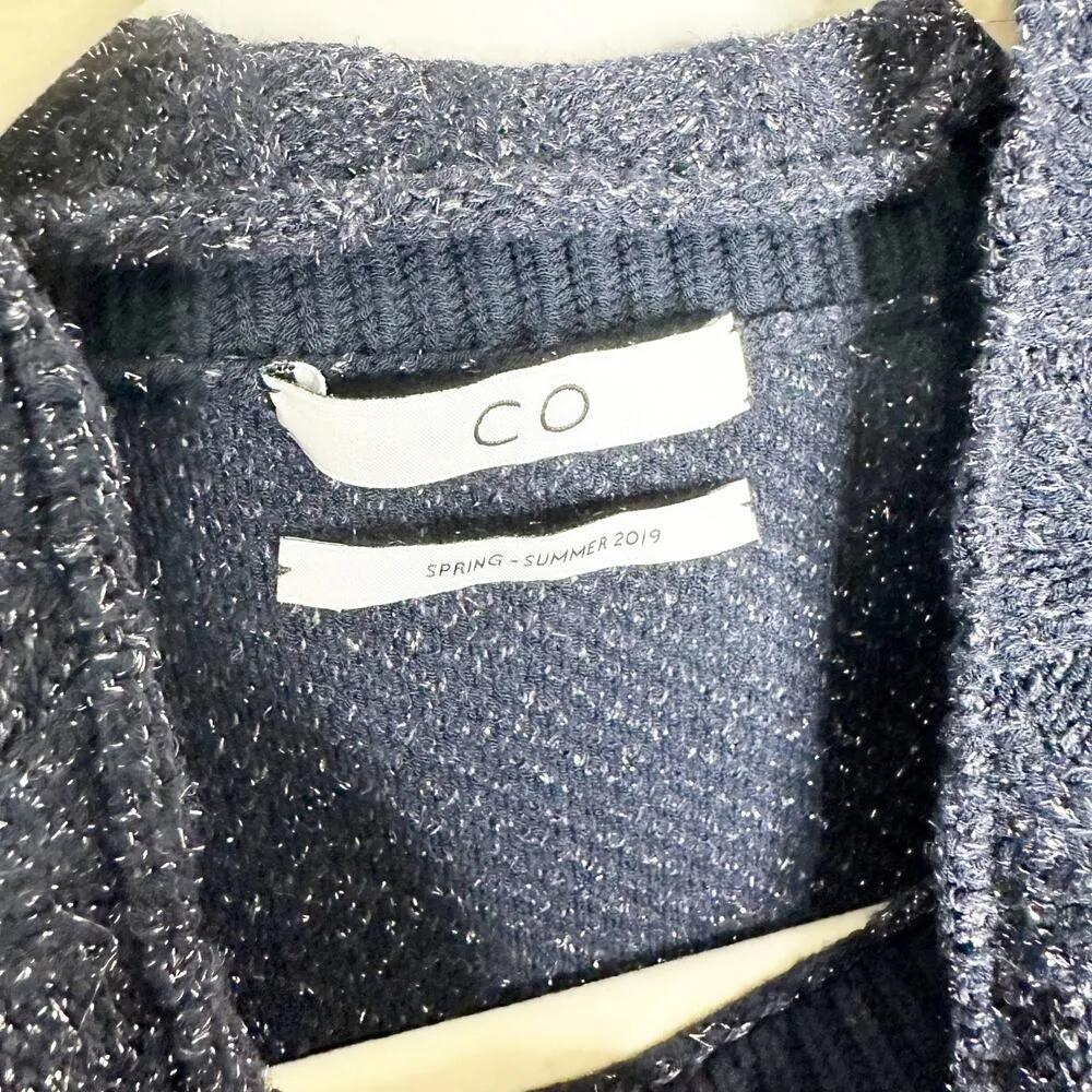 Co Jumper Sweater Striped Long Sleeve Ruffle Neck Knit Pullover Blue Size Large - Image 7