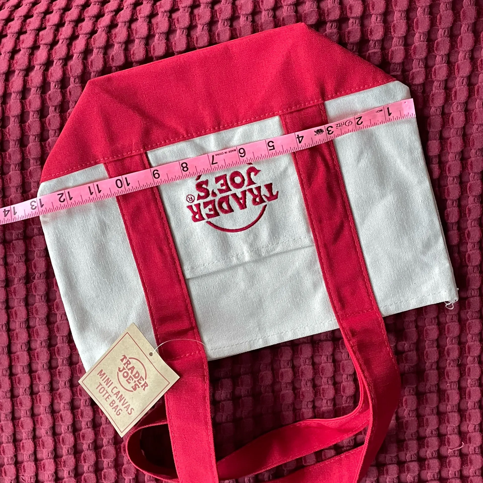 Trader Joe’s Mini Canvas Tote – Red (NWT) - Image 4