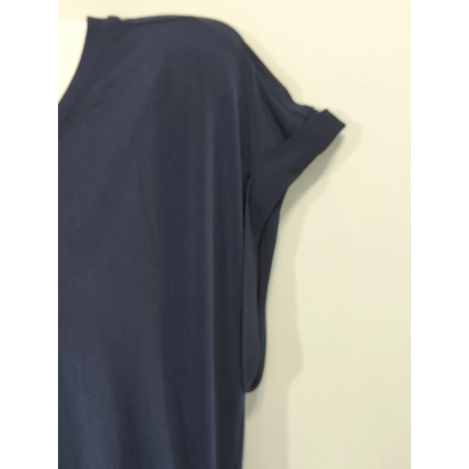 Banana Republic Ruched Navy Cap Sleeve Casual Dress Women's Large Nautical Vacay - Image 5