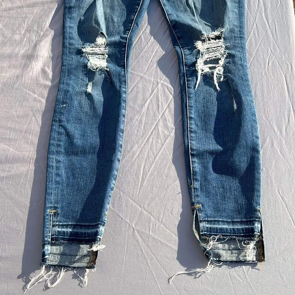 FRAME‎ | Le High Skinny Distressed Raw Hem Jeans size 24 C19 - Image 4