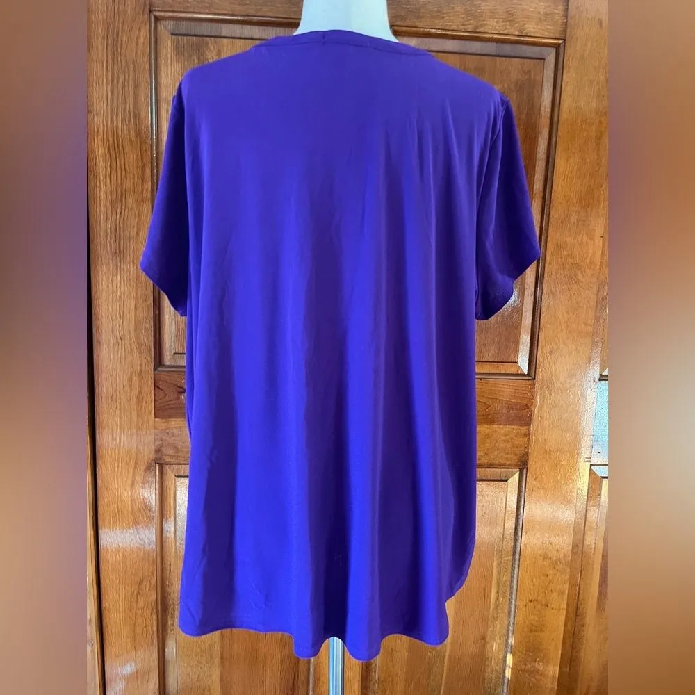 Purple Grommet Neckline Short Sleeve Top Size 2X - Image 3