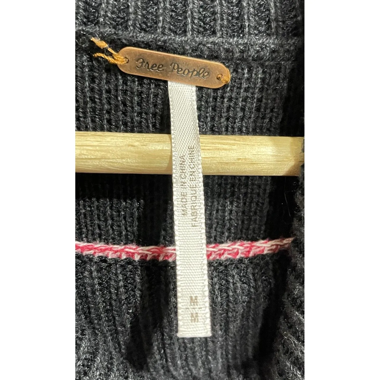 Free People Womens Sweater Dress M Red Black Turtle Neck Warm Winter Colorblock - Image 6