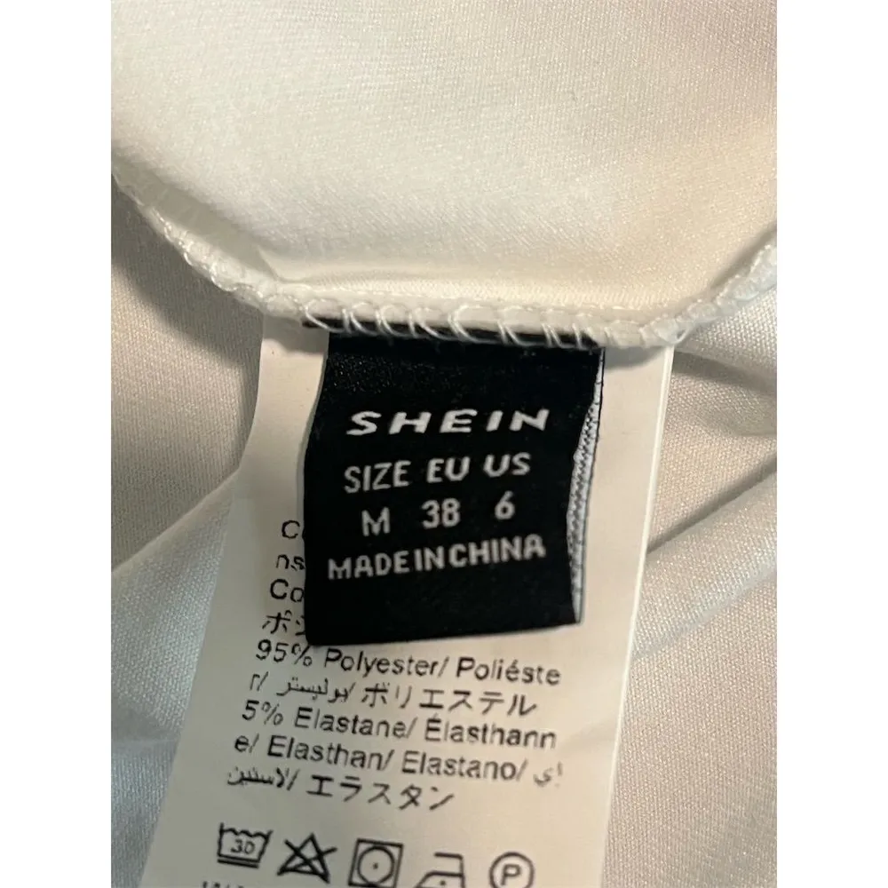 SHEIN T-Shirt Women's M White Leopard Print Bikini Graphic Short Sleeve Casual - Image 5