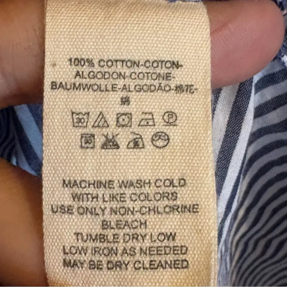 Free People Lakehouse Shirt Striped Size Medium Tunic Style Button Front Coastal - Image 6