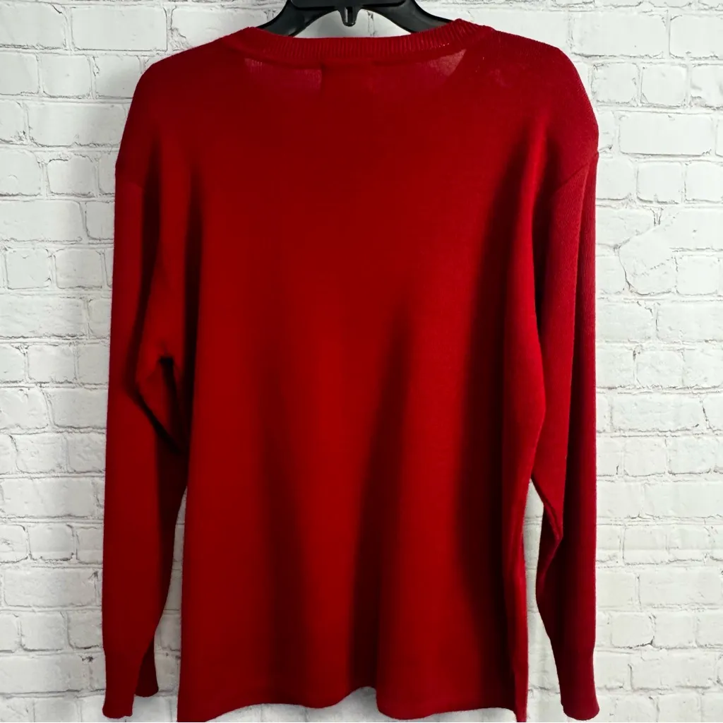 Vintage Y2k Grannycore red wool knit sweater Autumn Creations Large - Image 5