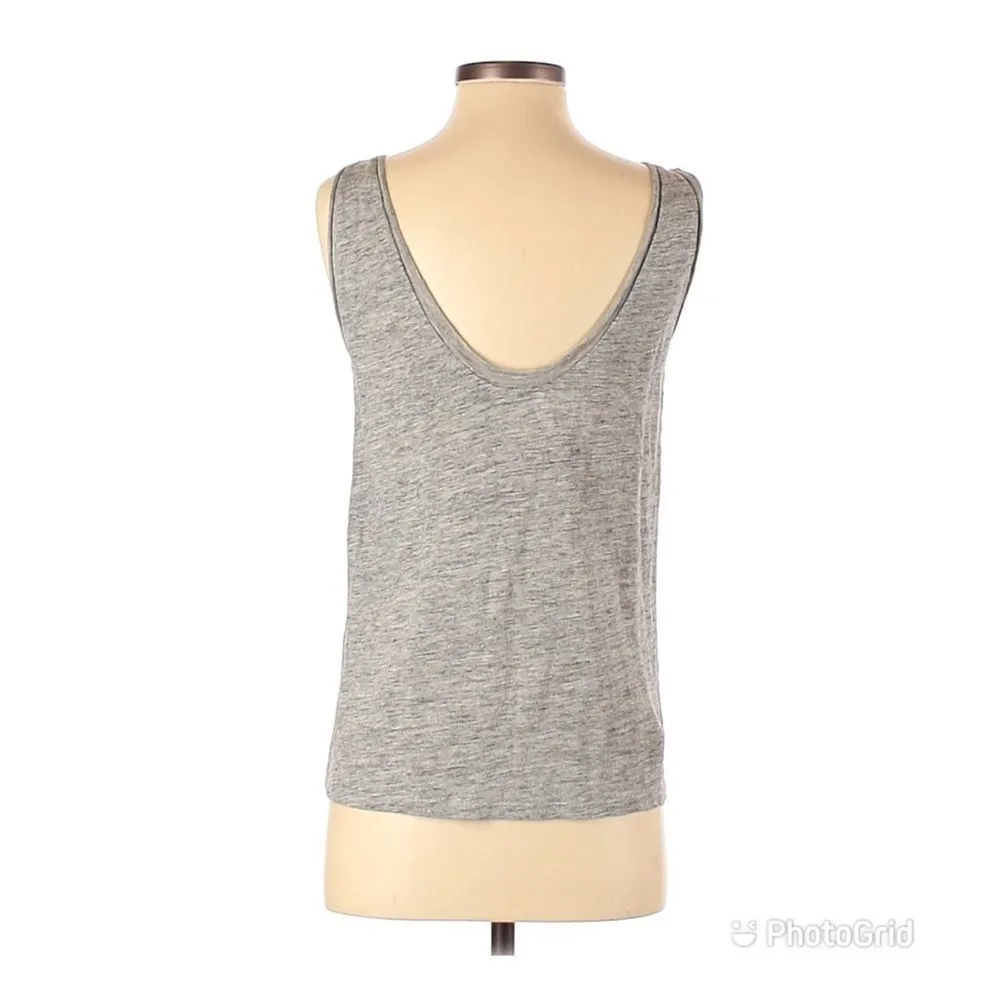 THEORY Gray‎ Linen Sleeveless Top Tank Low Back Layering Marled Insar XS New - Image 4