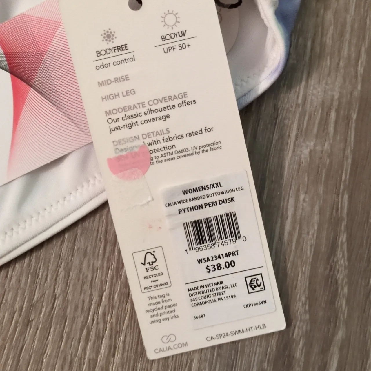 Calia Python Peri Dusk Wide Banded High Leg Swim Bottoms Size XXL - Image 3