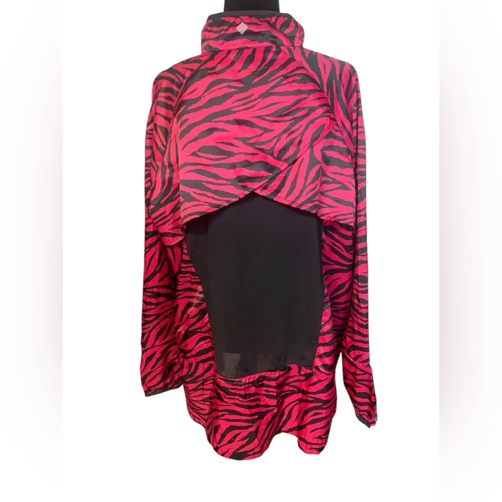 Rise by Lularoe Sz 1X Pink Black Zebra Print Hooded Lightweight Jacket Workout - Image 2