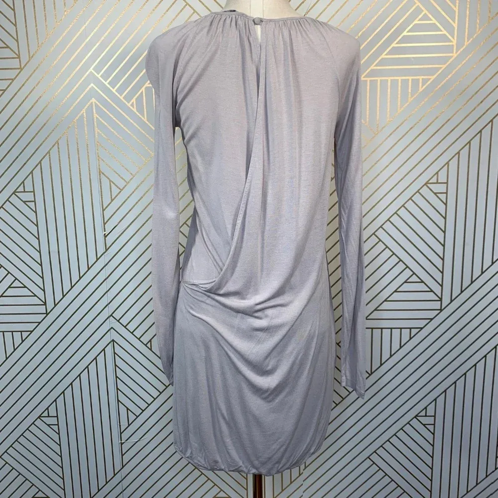 Reiss Beige Jersey Long Sleeve Draped Back Dress‎ - Image 6