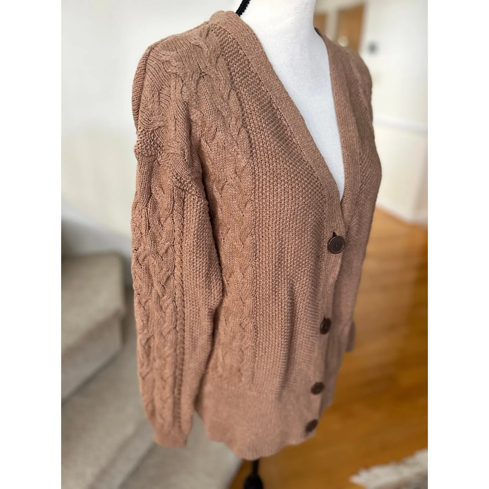 Talbots Haven Well Within Brown Cableknit Long Sleeve Cardigan Grandpa Preppy - Image 5