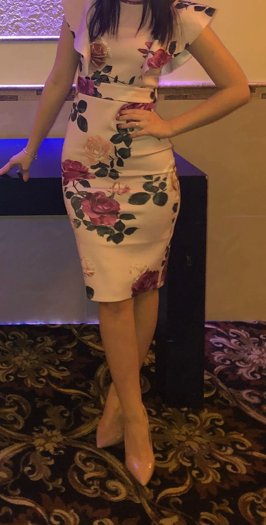 Pretty Little Thing Pink Floral Print Midi Dress - Image 2